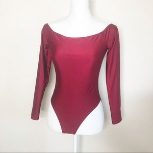 Forever 21 Off The Shoulder Dark Red Bodysuit
